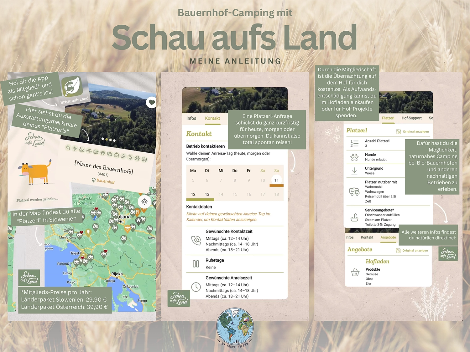 Bauernhof-Camping mit Schau aufs Land im Salzburger Land und im restlichen Österreich.